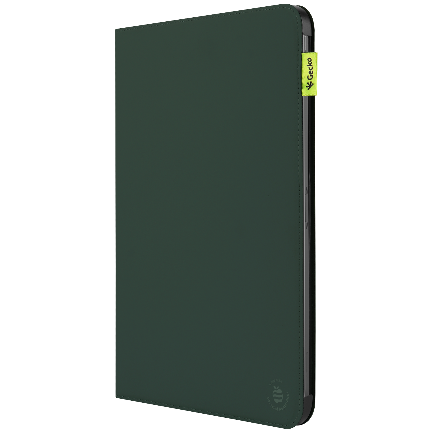 A dark green tablet case with a black border. A Gecko tag is visible. The case is closed.