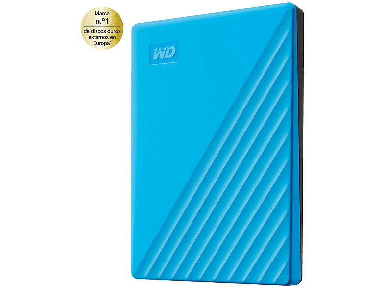 Disco duro externo 2 TB - Western Digital WD My Passport, Portátil, HDD, USB 3.2, Funciona con Chromebook, Azul