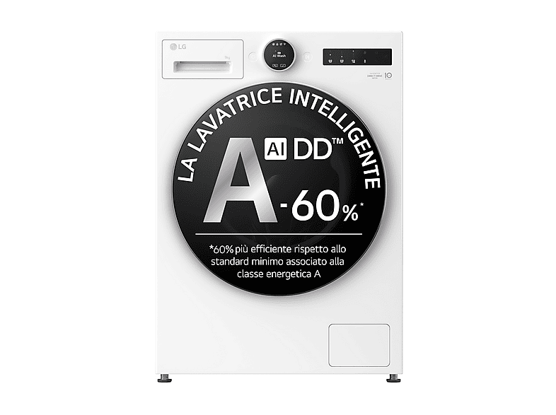 Lavatrice LG F4X9009TWCE Next AI DD 9 kg — il 60% in meno di consumi