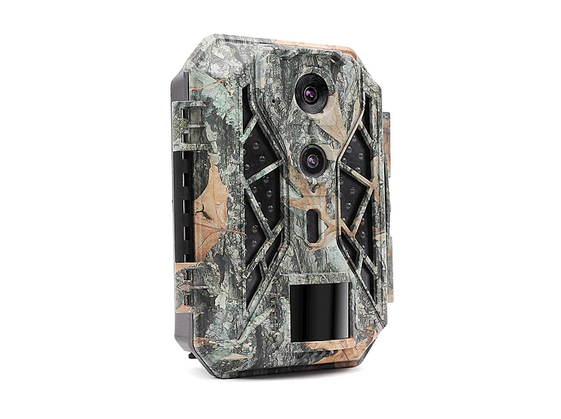 FOTOTRAPPOLA CAMOUFLAGE EZ2 Elite telecamera mimetica, visione diurna e notturna, doppio obiettivo, 48 MP, Video 4K, Tempo di attivazione: 0,2 secondi, Angolo Visuale: 90°