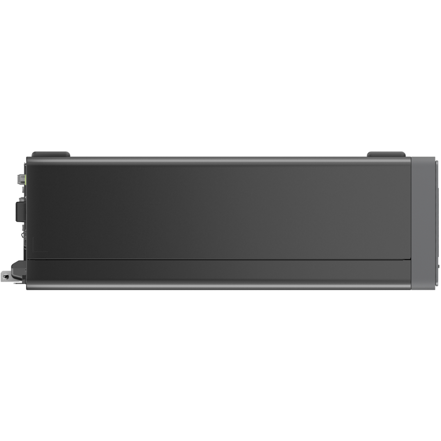 A black, rectangular electronic device. The device has a dark gray body with a lighter gray edge and small details.