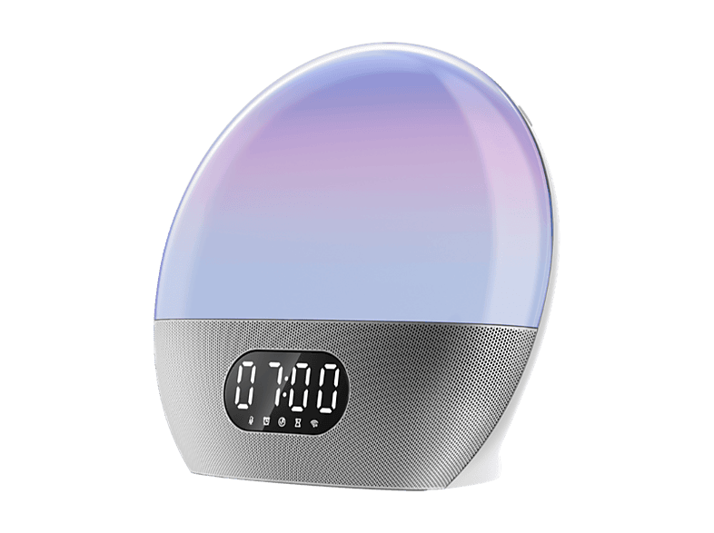 WiiM Wake-up Light All-in-One-Sonnenaufgangswecker, Nachttisch-Leselampe und Soundmaschine mit integriertem Alexa, Silver