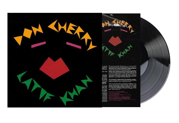 Albumcover mit schwarzem Hintergrund. Enthält farbenfrohe geometrische Formen, die ein Gesicht bilden, und den Text 'DON CHERRY - LATIF KHAN'.