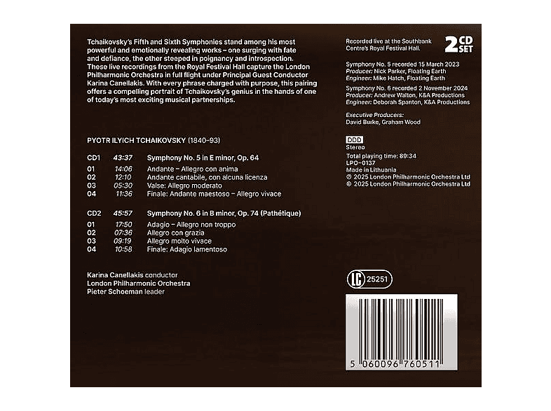 Thumbnail - London Philharmonic Orchestra Karin - Symphony No. 5/Symphony 6 (Pathétique) (CD)