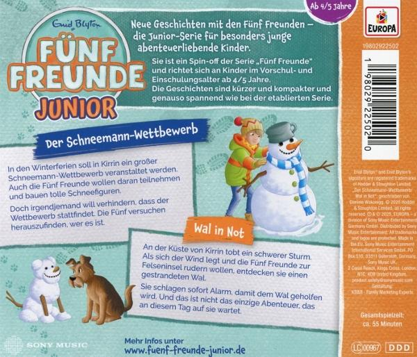 Buchcover mit dem Titel 'Fünf Freunde Junior', Illustrationen und Text über Abenteuer.