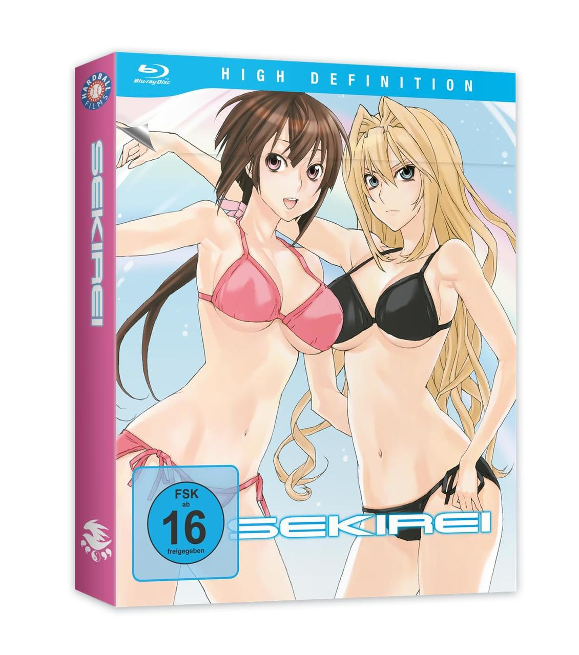 Anime-Cover: Zwei Frauen in Bikinis. Eine mit braunen Haaren und pinkem Bikini, die andere blond mit einem schwarzen Bikini. Blu-ray-Label.