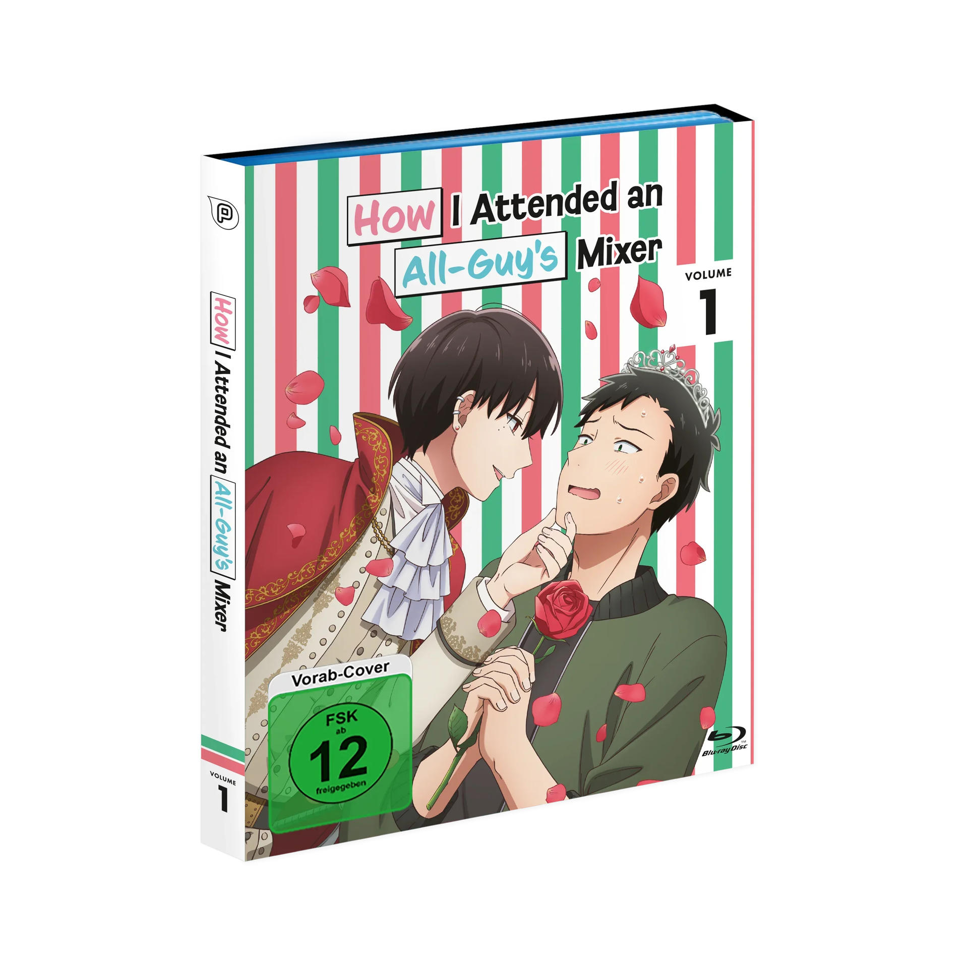 Anime-Cover: Zwei Männer, einer hält eine Rose. Der Titel lautet 'How I Attended an All-Guy's Mixer', Band 1.