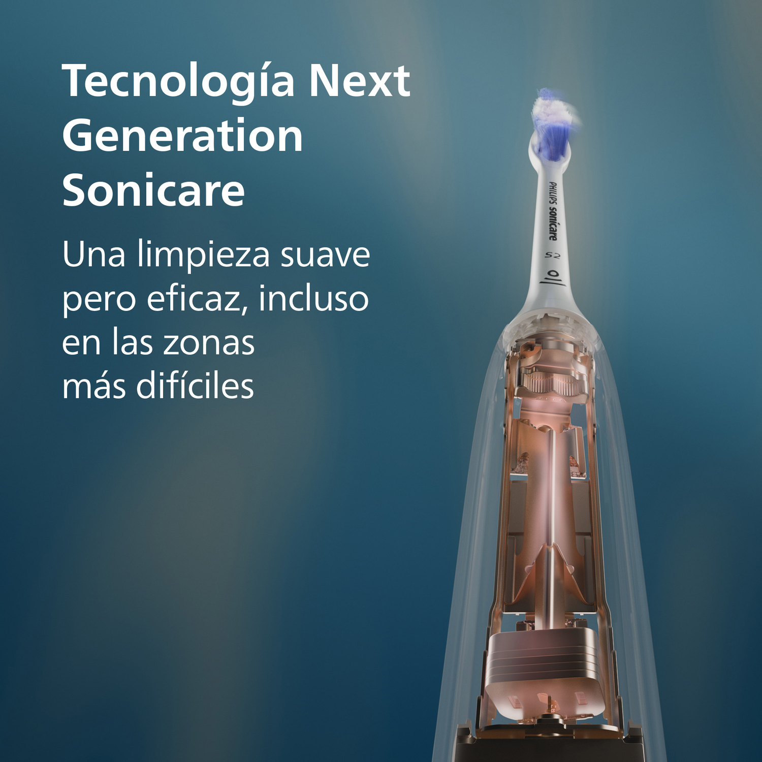 Tecnología Next Generation Sonicare. Una limpieza suave pero eficaz, incluso en las zonas más difíciles. 