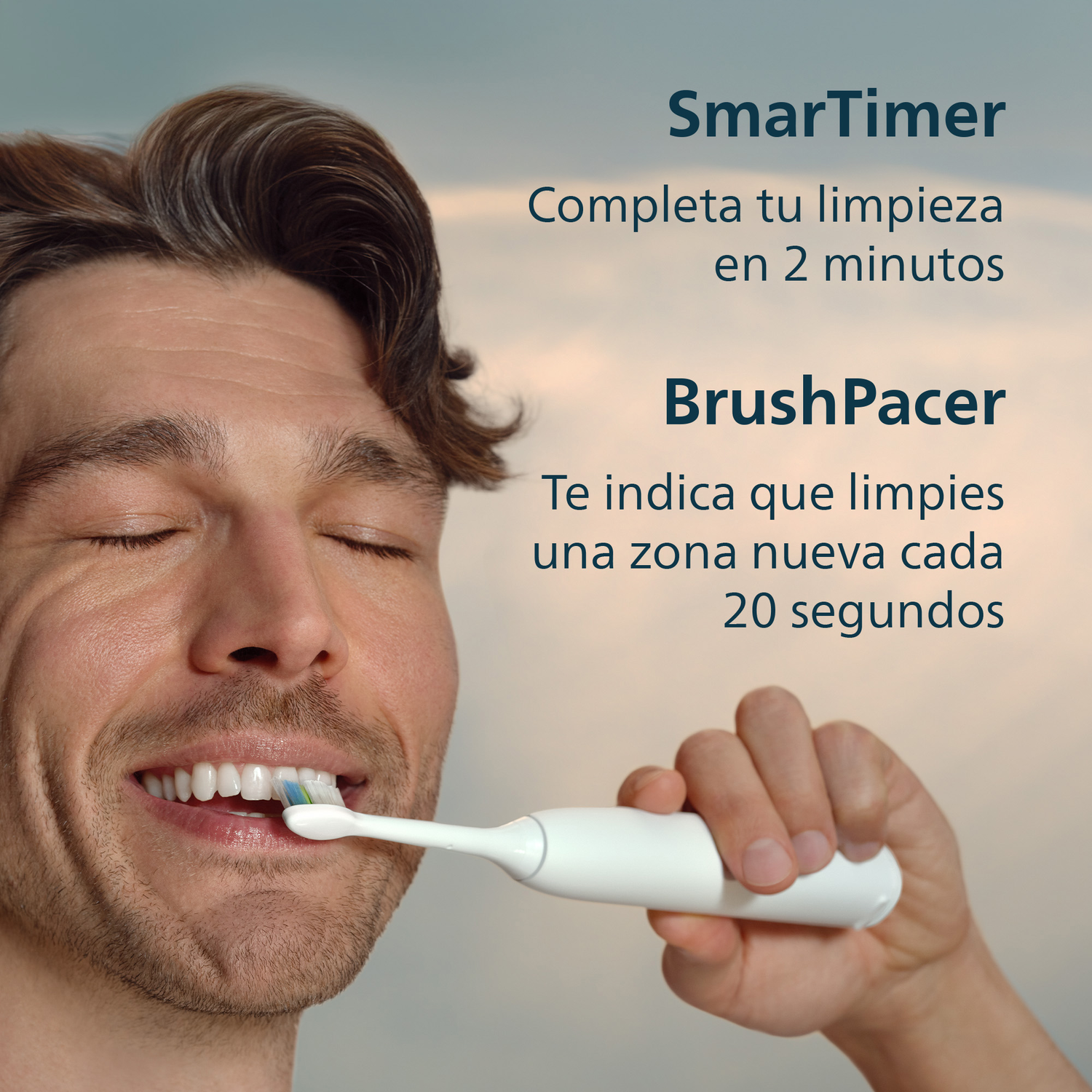 SmartTimer. Completa tu limpieza en 2 minutos. BrushPacer. Te indica que limpies una zona nueva cada 20 segundos.