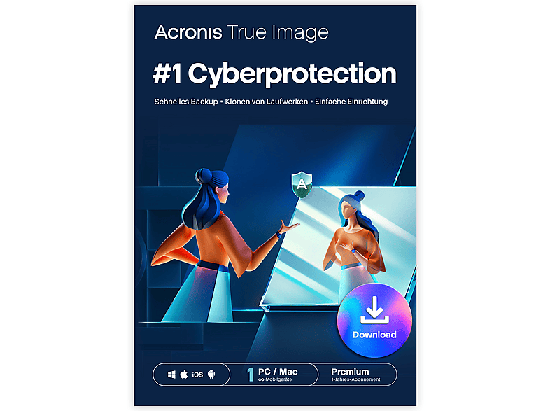 Acronis True Image Premium Abonnement 1 Computer + 1 TB Acronis Cloud-Speicher - 1 Jahr Abonnement