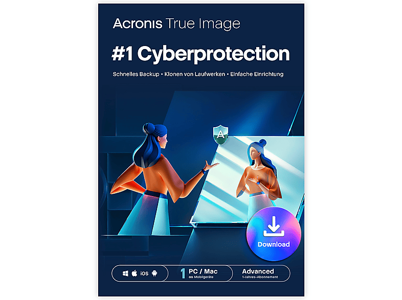 Acronis True Image Advanced Abonnement 1 Computer + 500 GB Acronis Cloud-Speicher - 1 Jahr Abonnement
