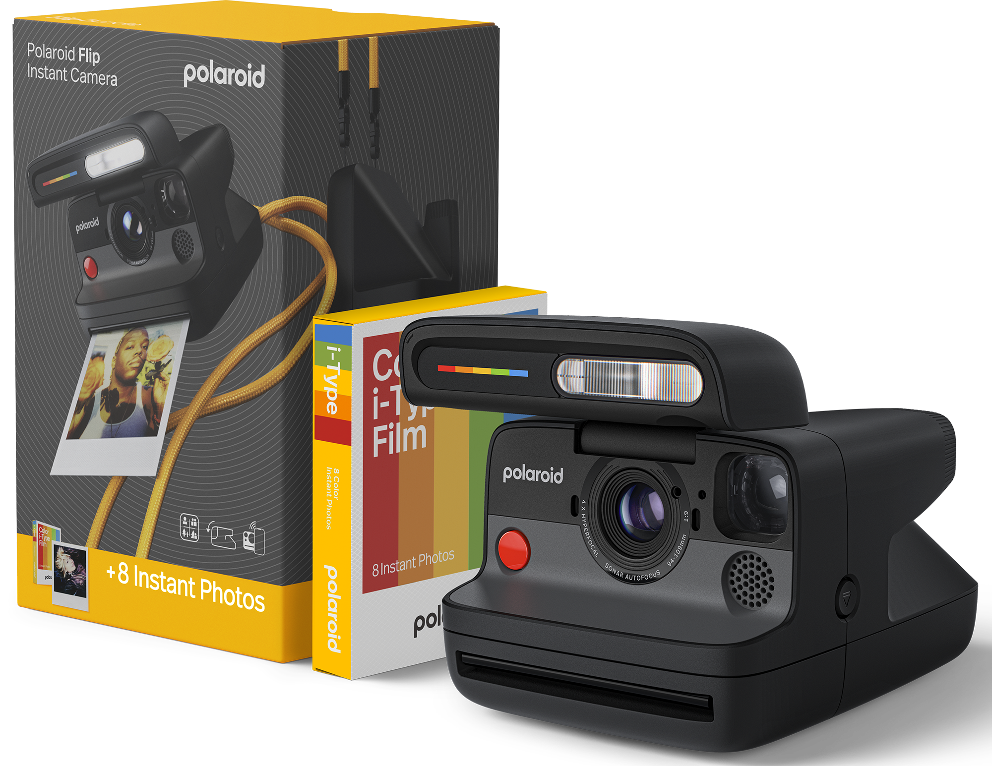 POLAROID FLIP instant fényképezőgép, fekete + 8db színes fotó