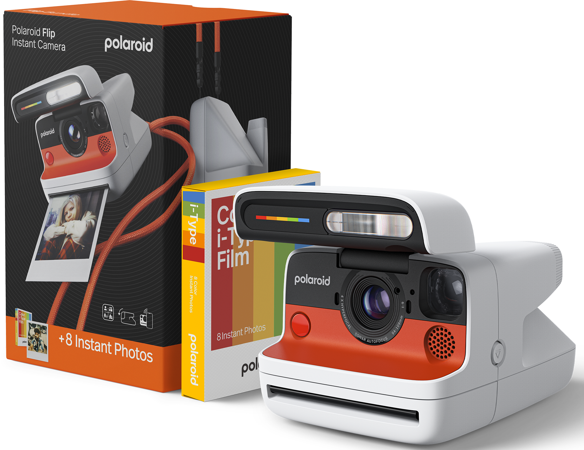 POLAROID FLIP instant fényképezőgép, fehér + 8db színes fotó