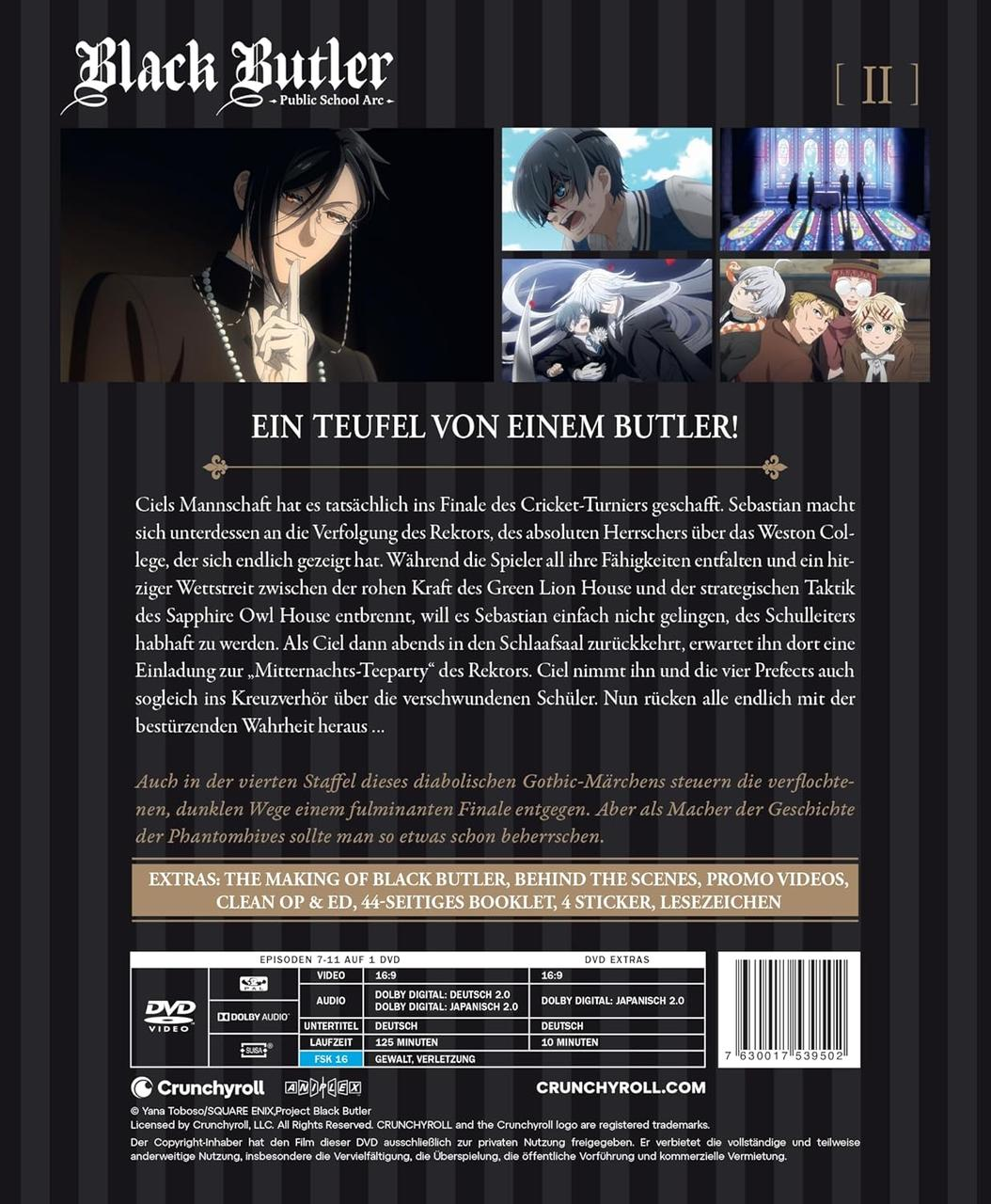 Anime-DVD-Cover. Enthält eine Figur in einem Butler-Outfit und mehrere kleinere Bilder.