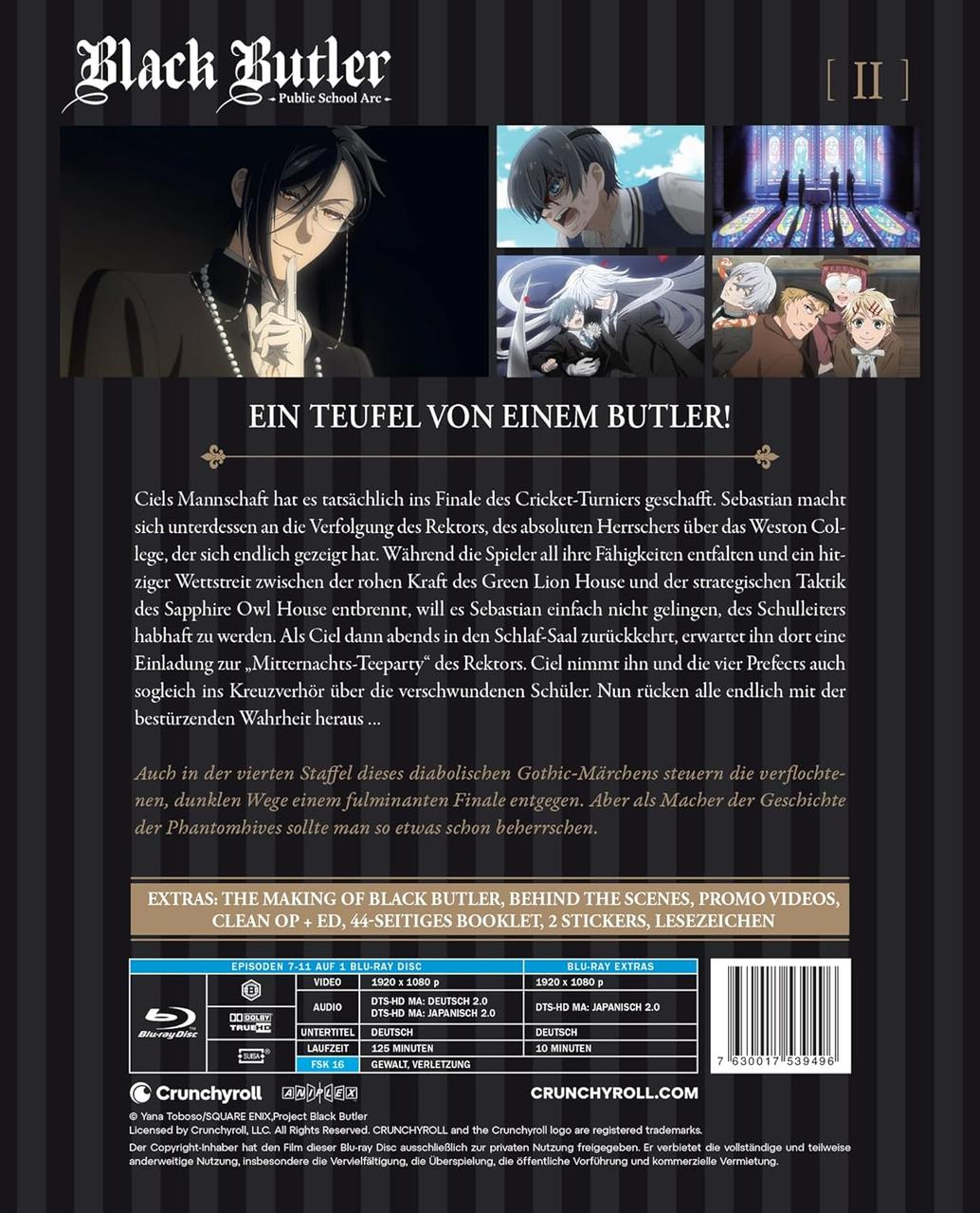 Black Butler Blu-ray-Cover. Enthält Anime-Charaktere, Text und ein Logo.