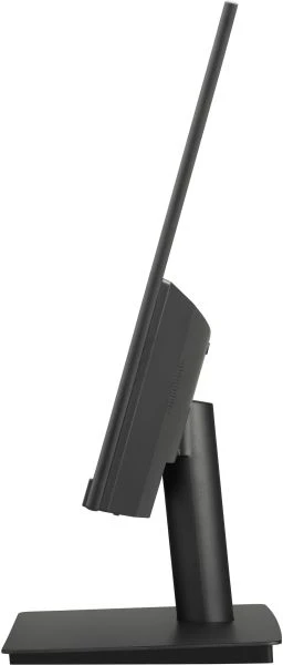 Egy fekete számítógép monitor oldalsó nézete. A képernyő hátrafelé dől, egy állvány tartja. Egy magas, vékony antenna nyúlik felfelé.