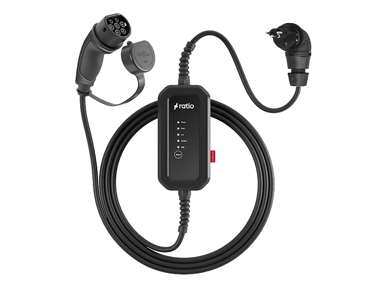 RATIO ELECTRIC T13 / Typ 2 Notladekabel für Elektrofahrzeuge, 1.8 kW, Kabellänge: 5 m