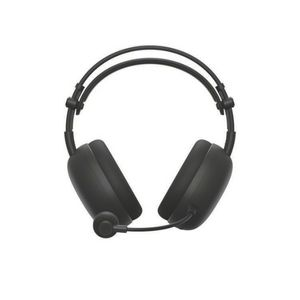 Auriculares gaming negros con micrófono, sobre fondo blanco. Los auriculares tienen orejeras grandes y diadema ajustable.