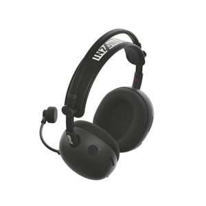 Auriculares negros con micrófono. La palabra 'UNZANI' está en la diadema.