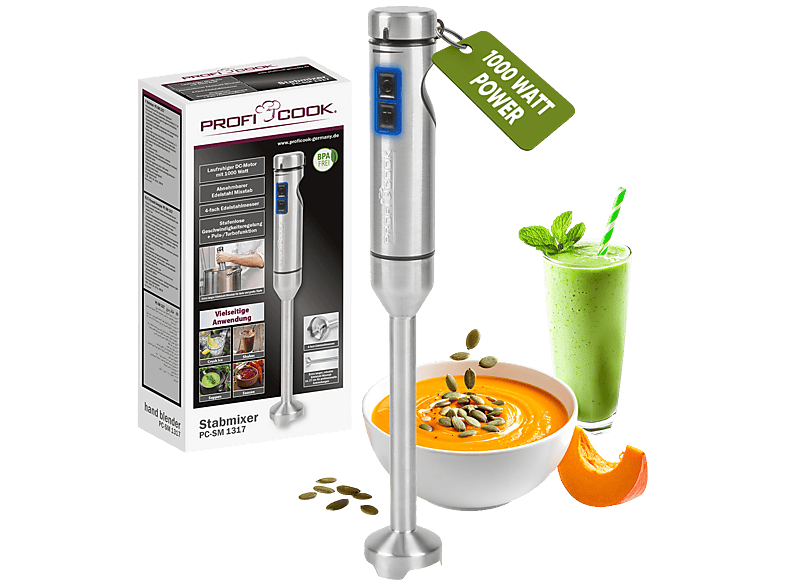 Profi Cook PC-SM 1317 Stabmixer (Silber, 1000 Watt)
