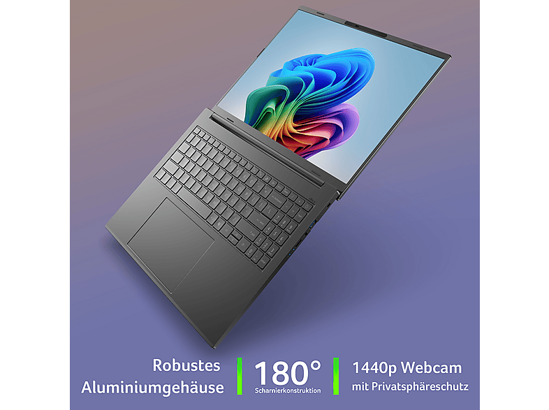 ACER Aspire 16 AI (A16-11M-X05M) mit 120 Hz Display Tastaturbeleuchtung, Copilot+ PC - Zoll Snapdragon X X1-26-100 GB 512 Qualcomm Adreno™ Onboard Graphics Windows 11 Home