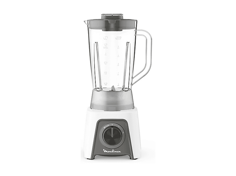 FRULLATORE MOULINEX LM2C31, Potenza 450 W, Caraffa da 1.5 l, 2 velocità, Plastica, Lame Zelkrom, Bianco