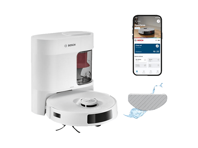 Bosch BCRD2W Spotless Advanced+ Saugroboter (Weiß, Laufzeit: 160 min, mit Absaugstation)