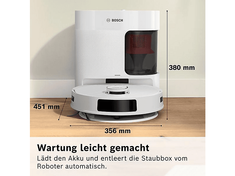 Bosch BCRD2W Spotless Advanced+ Saugroboter (Weiß, Laufzeit: 160 min, mit Absaugstation) — Foto 5 von 5