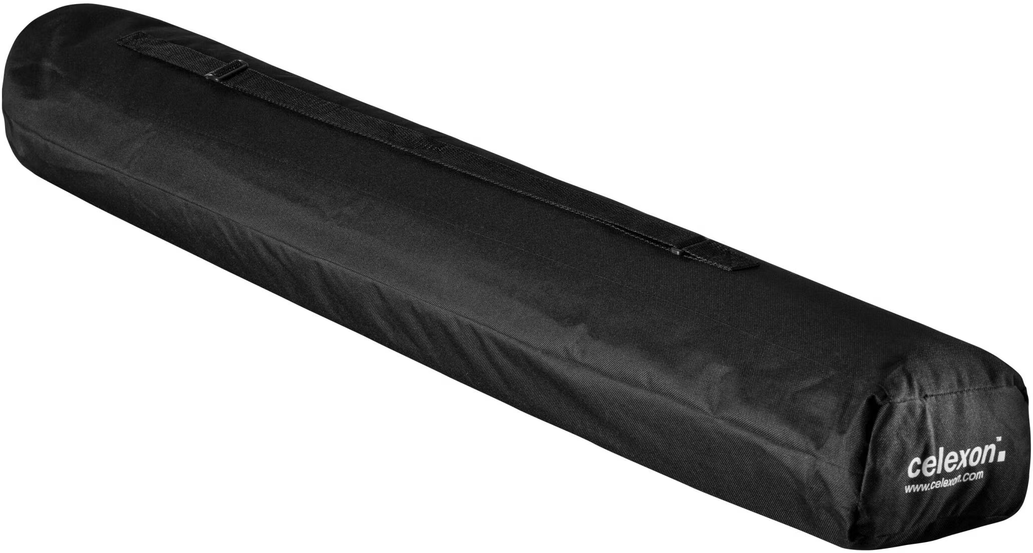 Eine schwarze Tragetasche liegt diagonal. Sie hat einen Griff und den Markennamen 'celexon'.