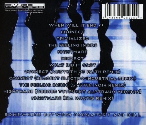 CD-Cover mit Titelliste, dunkelblauer Hintergrund, schwarze Tropfen. Text enthält Songtitel und Labelinformationen.