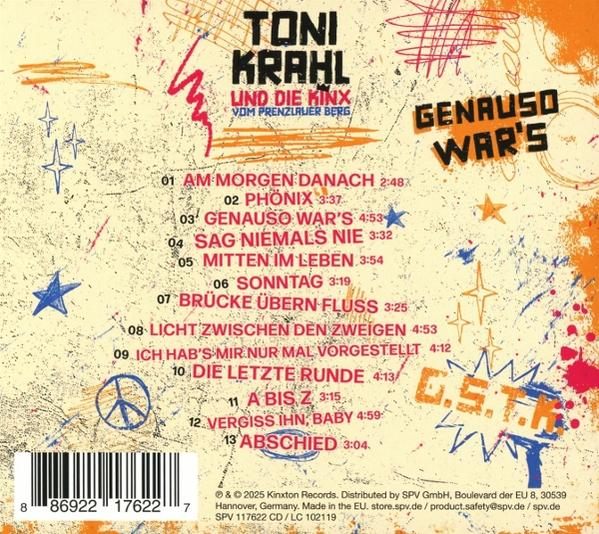 CD-Cover für Toni Krahl. Es hat Text, einen Barcode und farbenfrohe künstlerische Elemente.