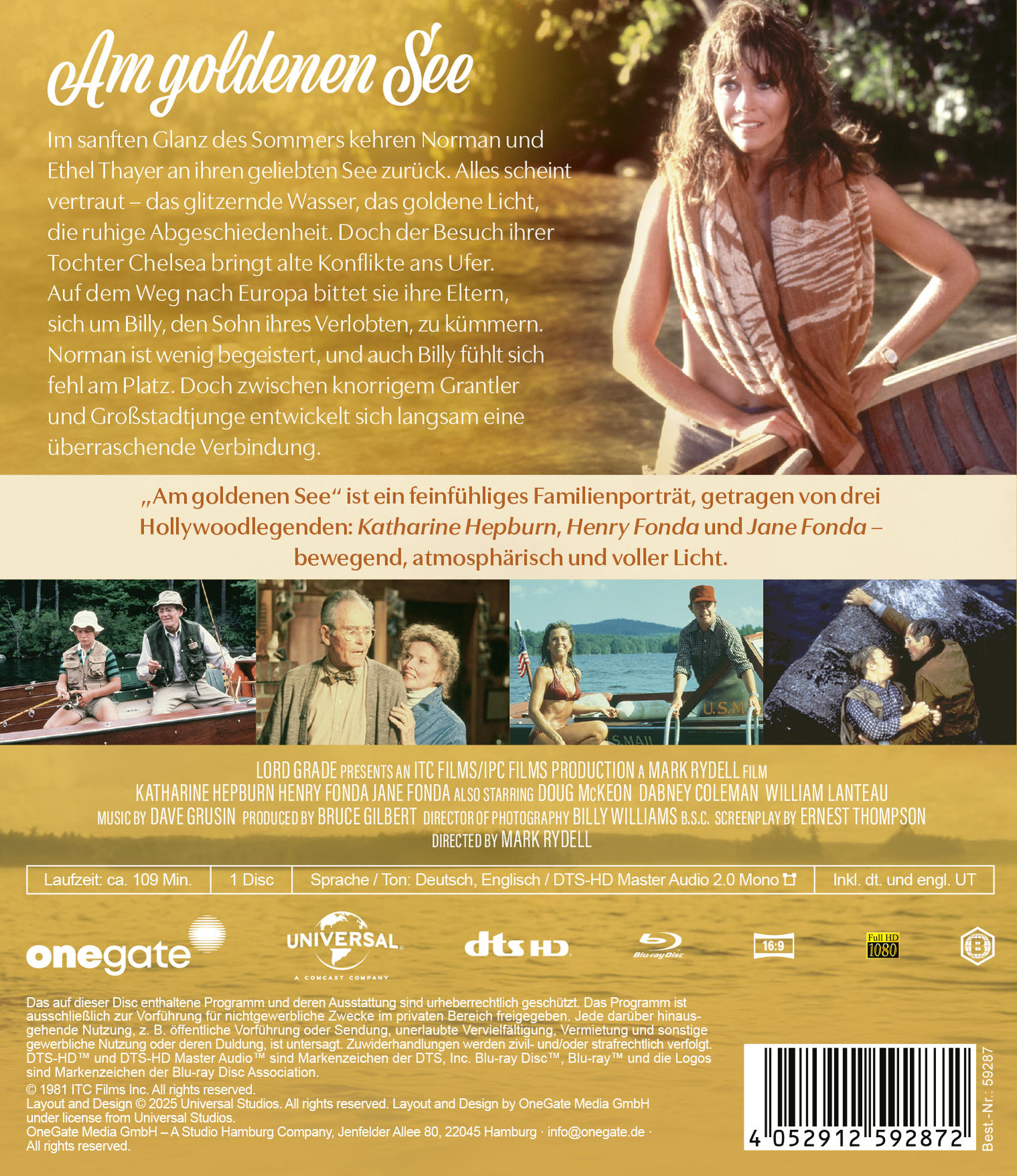 Ein Filmcover mit einer Frau und Text auf Deutsch. Szenen beinhalten Angeln, Bootfahren und Schauspieler.