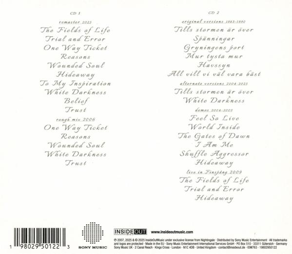 CD-Cover mit Songtiteln im Text. Enthält CD1- und CD2-Songlisten, Copyright-Informationen und einen Barcode unten.