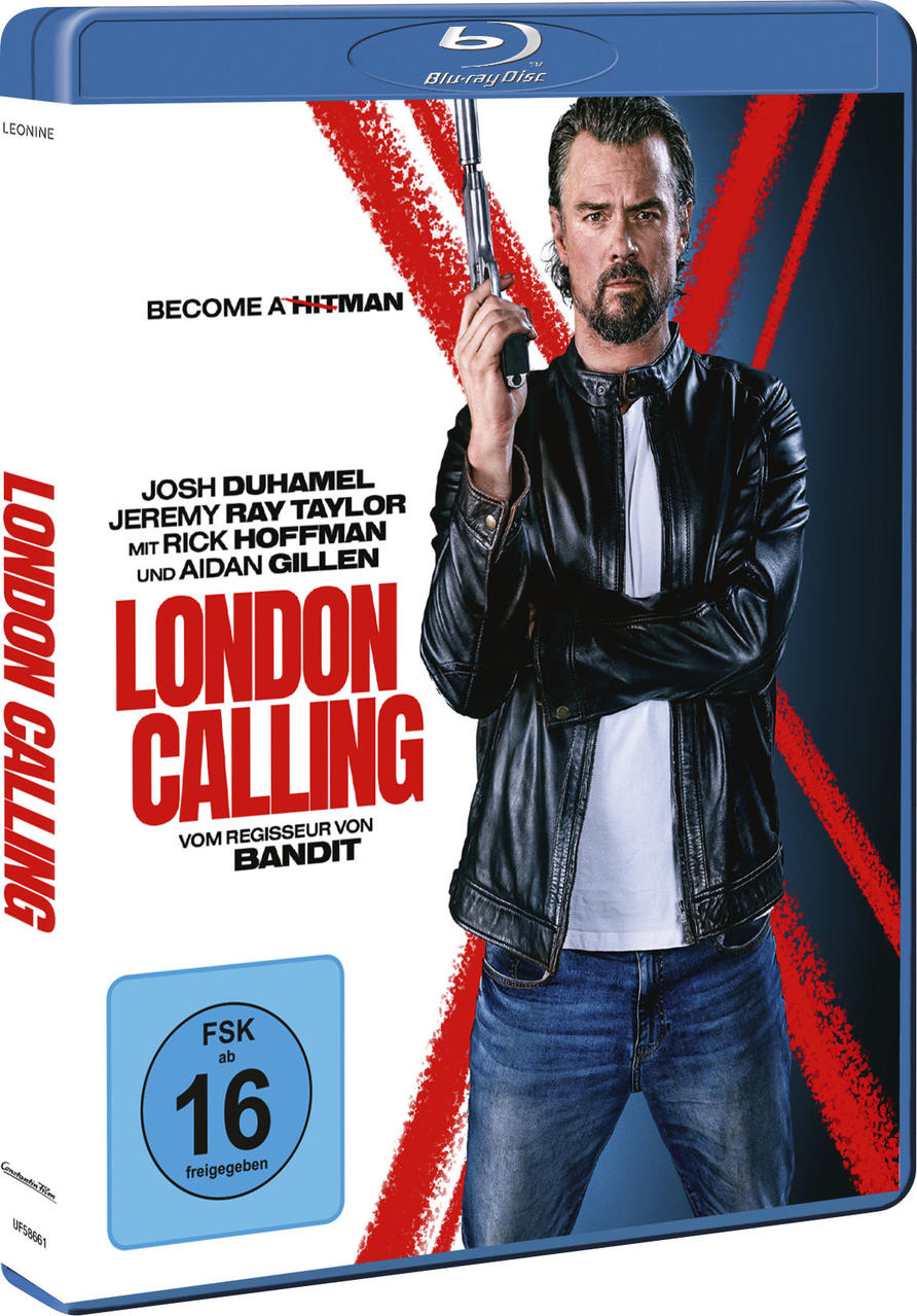 Blu-ray-Cover. Mann mit Waffe, Titel 'London Calling'. Schauspieler: Josh Duhamel, Jeremy Ray Taylor. Altersfreigabe 16.