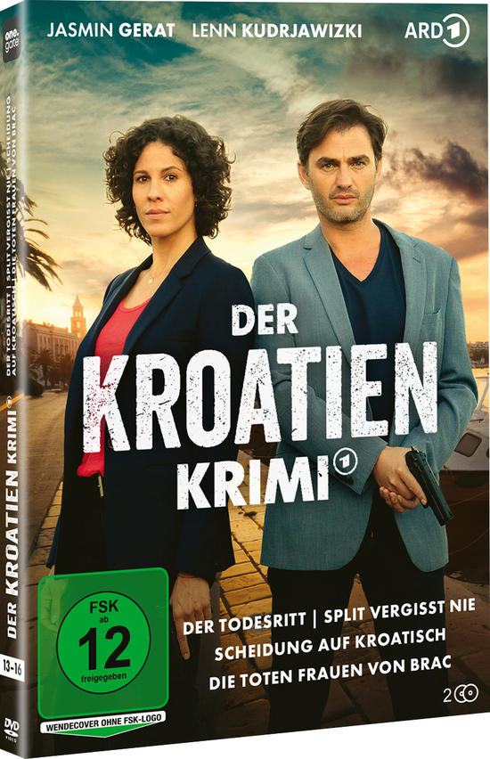 DVD-Cover von 'Der Kroatien Krimi'. Zwei Personen stehen vor einem Küstenhintergrund. Text auf Deutsch und ein grünes FSK-Logo sind vorhanden.