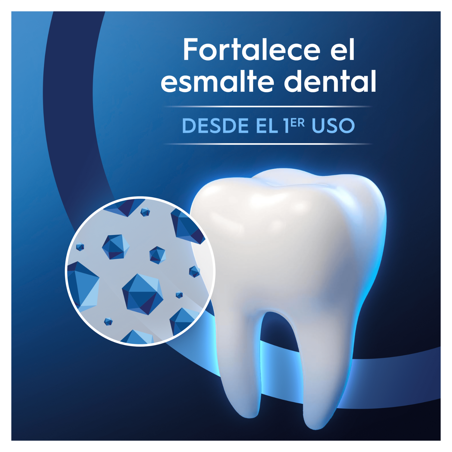 Fortalece el esmalte dental, desde el primer uso.
