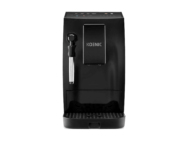 Cafetera superautomática - KOENIC KFAC 2016025 ES, 20 bar, 1.6 l, 2 tazas, Panel táctil, Molinillo cónico con 5 ajustes, Negro