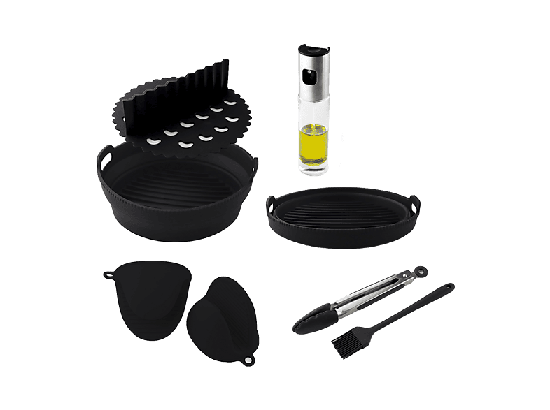 Accesorio freidora - Cecotec Cecofry Silicone Pack Accessories, Silicona, Aptos para freidoras de 5 a 6.5L, lavavajillas, 6 accesorios, Negro