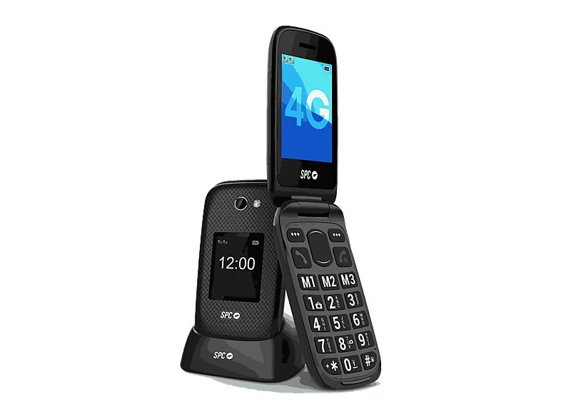 Móvil - SPC Harmony 2, 4G, Para mayores, Teclas grandes, Botón SOS, Compatible audífonos, Volumen 104dB, Radio FM, Linterna, Base de carga, Negro