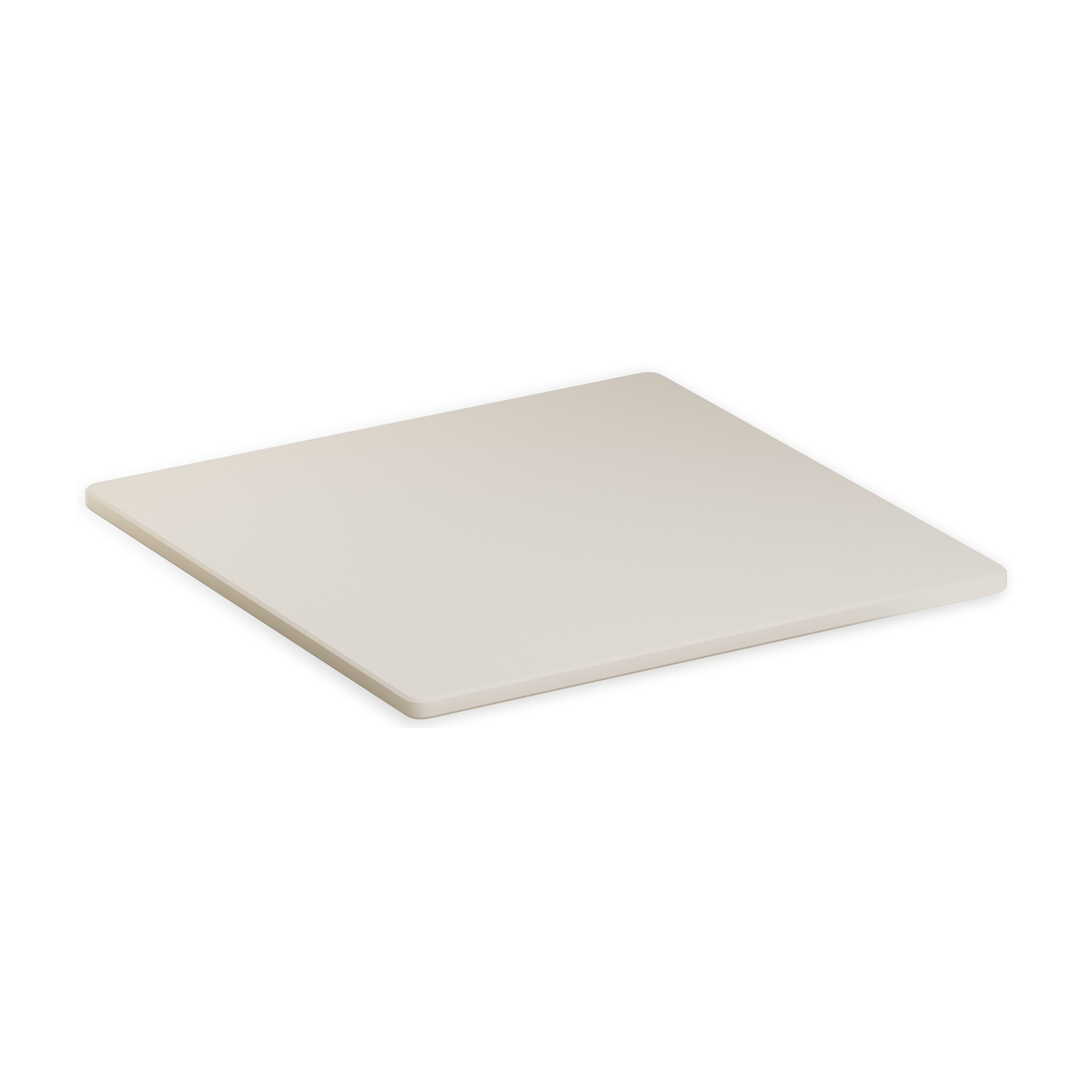 Un tagliere beige rettangolare su sfondo bianco. È leggermente angolato, mostrando il suo spessore.