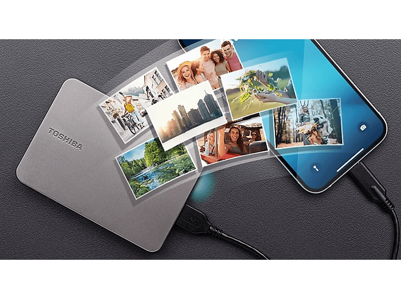 Toshiba Canvio Flex 1TB HDD USB 3.2 Srebrny – zdjęcie 2