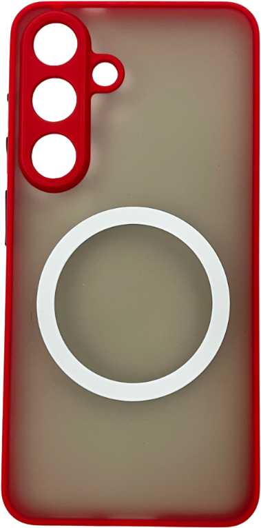 CASE AND PRO Samsung Galaxy S25 mágneses műanyag tok, piros-fekete (MATTM-S25-RBK)