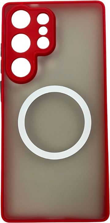 CASE AND PRO Samsung Galaxy S25 Ultra mágneses műanyag tok, piros-fekete (MATTM-S25U-RBK)