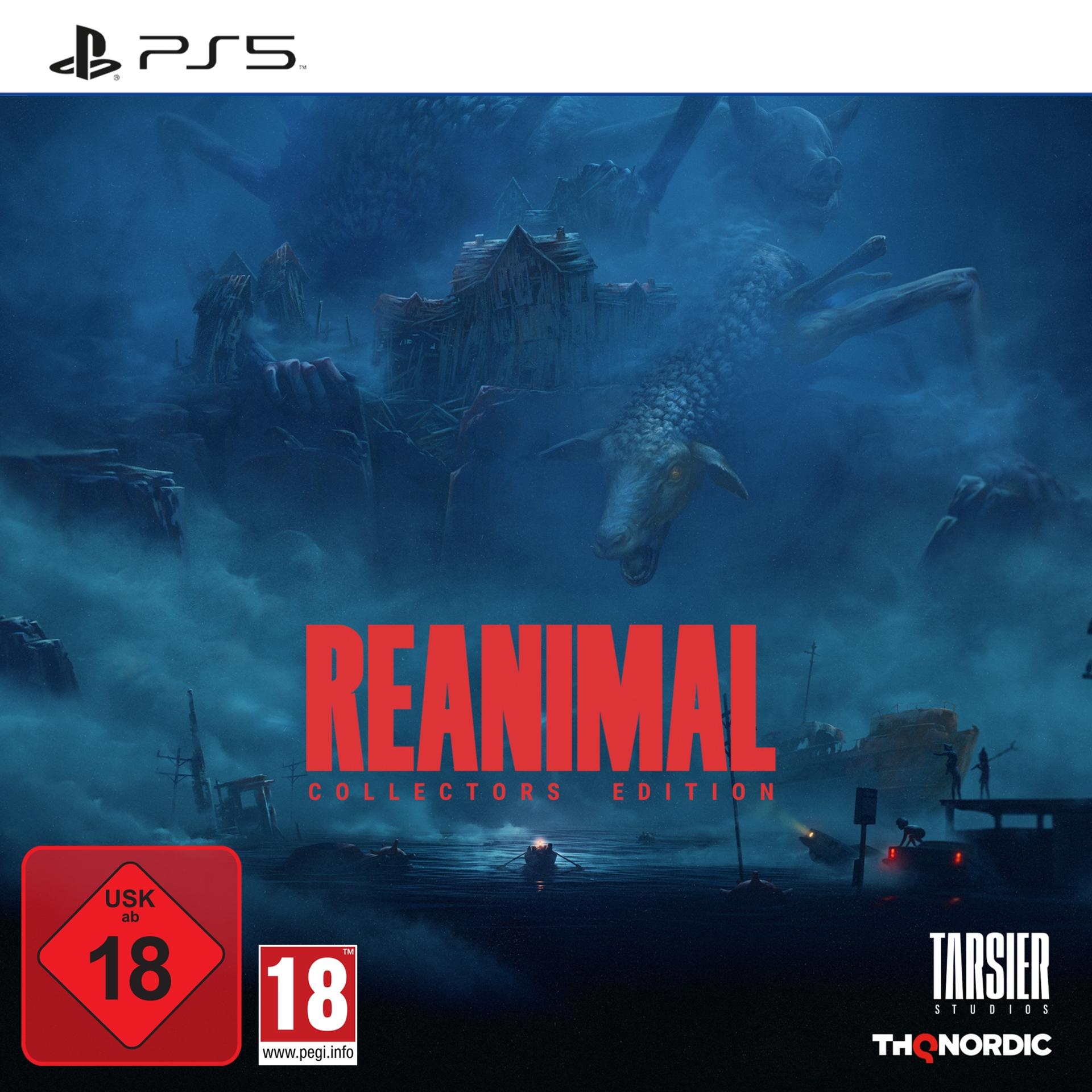 Cover für Reanimal, Collectors Edition. Ein schafähnliches Wesen über einer dunklen, wasserreichen Landschaft. Altersfreigabe 18.
