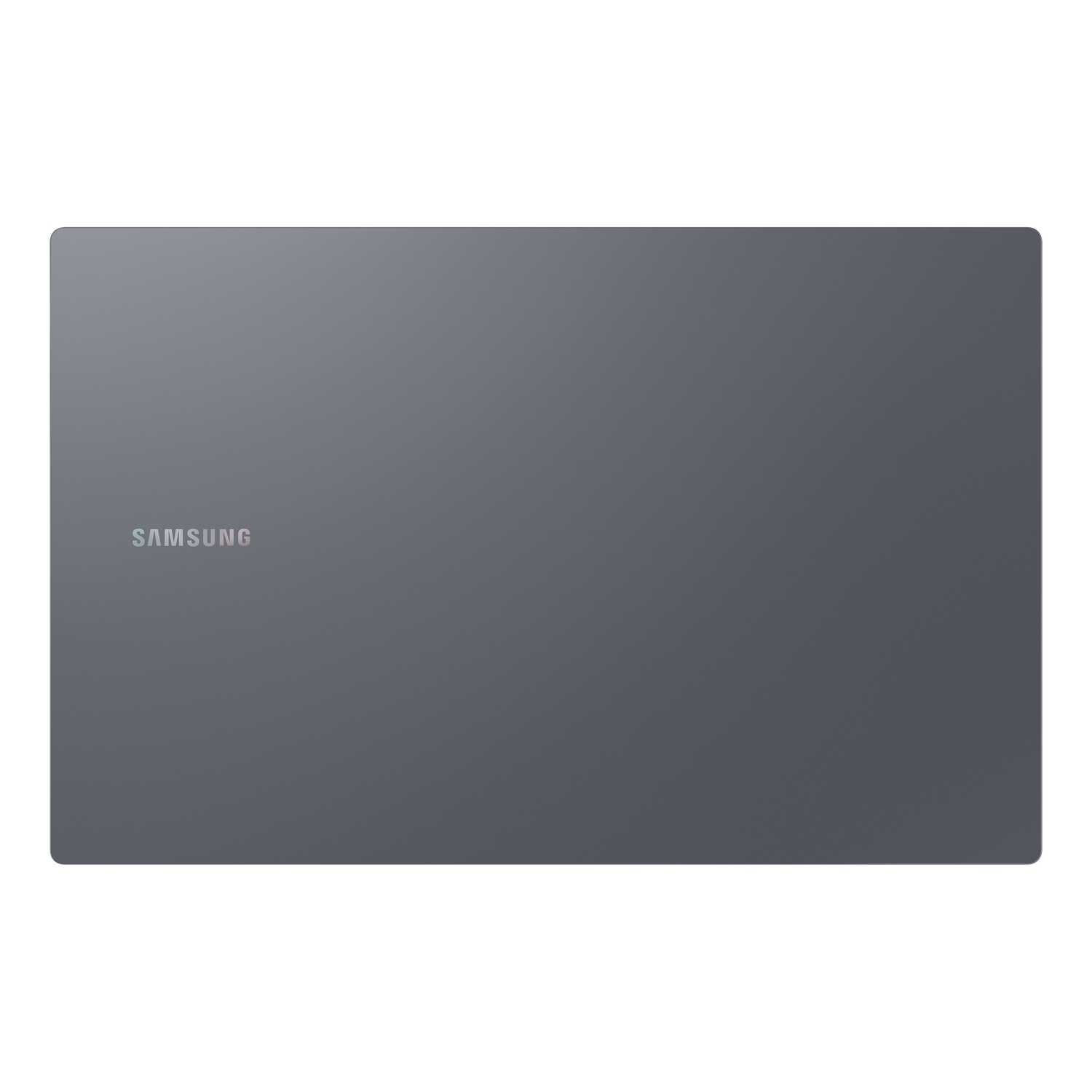 A gray Samsung laptop from above. The Samsung logo is visible on the lower left.