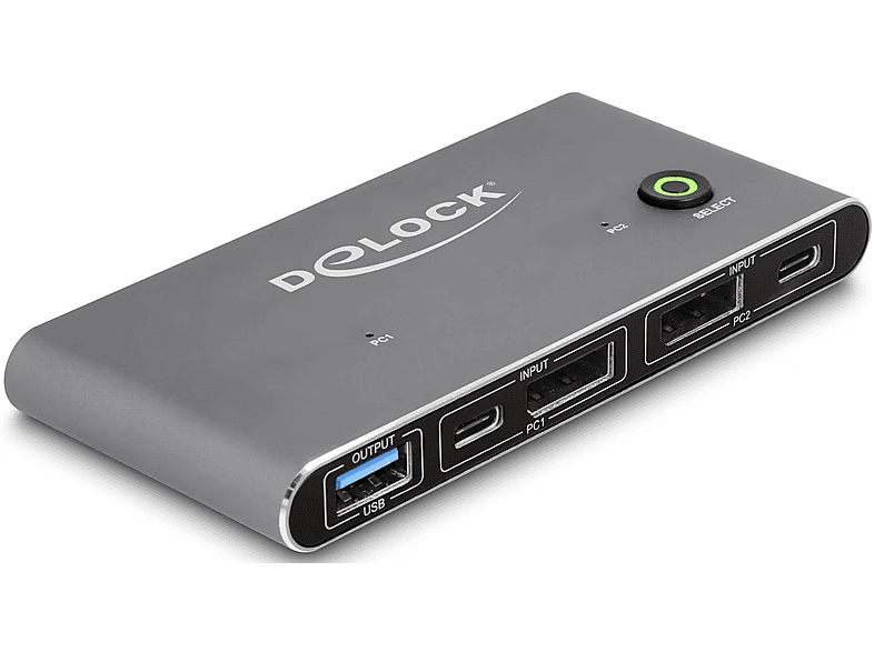 DELOCK Displayport 8K 30 Hz mit USB 5 Gbps, Anthrazit
