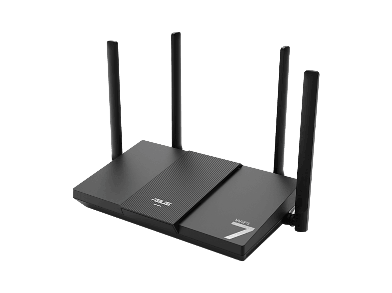 Router - ASUS RT-BE50, 3600 Mbps, Wi-Fi 7, MU-MIMO, 4 Antenas, MLO de doble banda, Negro