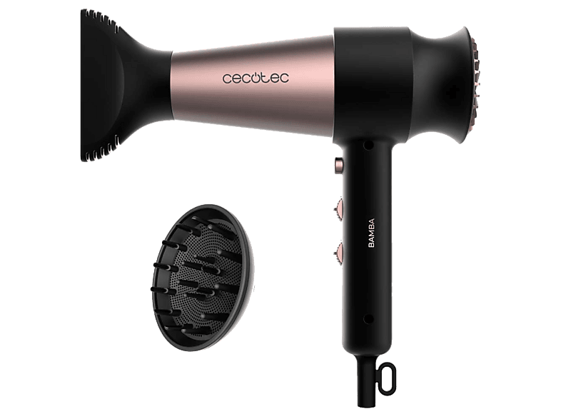 Secador - Cecotec Bamba IoniCare RockStar Retro, 2000 W, 2 Velocidades, 3 Niveles calor, Difusor incluido, Negro
