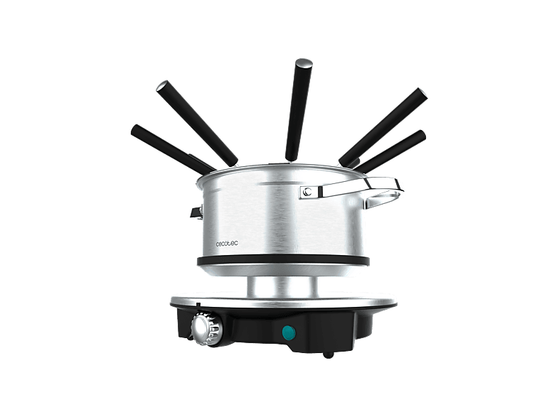 Fondue - Cecotec Eléctrica Fun Gourmetfondue Advance, 1500 W, 1.7 l, 8 Tenedores, Acero Inoxidable