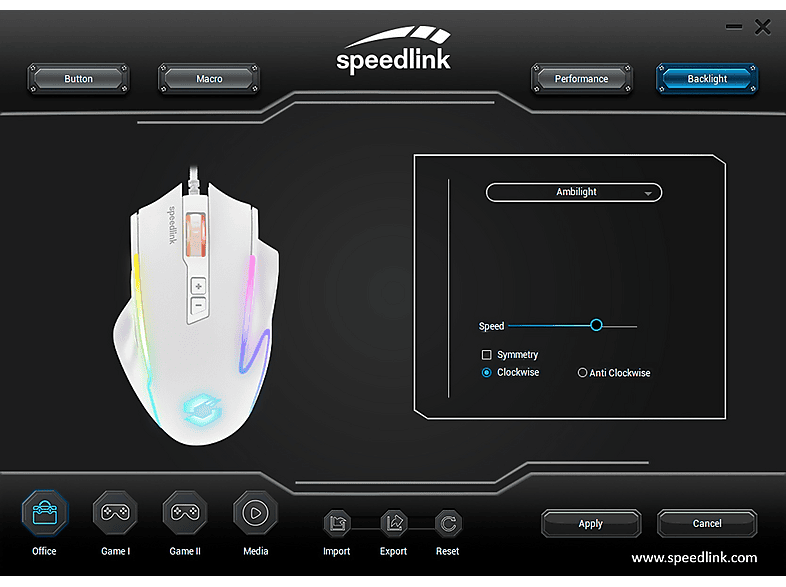 Thumbnail - SPEEDLINK DECUS NX RGB Gaming Mouse, White Maus, Weiß